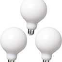 3Pack G30 LED Globe Light Bulbs 2700K Soft Light, 5.5W Decorative Globe Light Bulbs,E26 Base LED bulbs, CRI>90 Perfect use for Decor, Pendant, Bathroom/Vanity Mirror Makeup, Dimmable ,Milky glass