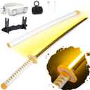 RENGENG Light Up Sword, 40 Inches Rechargeable Plastic Replica with Belt & Stand, Sword with Original Texture