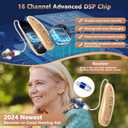 Hearing Aids for Seniors, Rechargeable Digital Hearing Aid with 16-Channel Noise Cancelling, OTC Hearing Amplifier with LED Power Display for Hearing Loss, 4 Adjustable Modes 6 Levels Volume, Beige