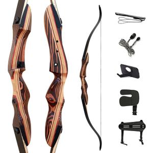 Deerseeker Archery 62" Takedown Recurve Bow Set with Right Hand & Left-Handed Riser Laminated Limbs 20-60 lbs for Adults & Youth, Archery Practice & Bow Hunting