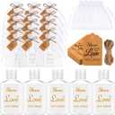 50 Sets Mini Hand Sanitizer Bottles bulk Wedding Favors for Guests 2oz Empty Travel Size Hand Sanitizer Bottles with 50 Organza Bags Thank You Tags for Wedding Party(Love,Gold)