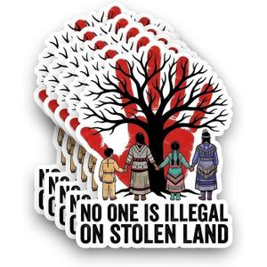 10 x (5pcs) No One is Illegal On Stolen Land Sticker 3 Inch, Protect Indigenous Women Decal, Proud Native American Gift Waterproof Vinyl Decal for Laptop, Water Bottles, Phone, Car