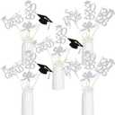 24Pcs 2026 Graduation Table Centerpieces Silver Graduation Centerpieces for Tables 2026 Silver Graduation Centerpieces Sticks for 2026 Graduation Party Table Decorations Silver