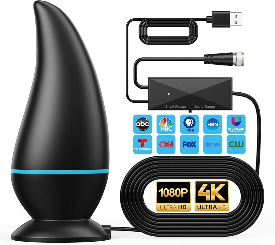 Indoor TV Antenna Long Range, Antenna for Smart TV 4K 1080p Support Signal Reception,13.5ft Coax HDTV Cable