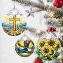 4 x Christmas Ornaments: Stained Glass Ornament, Christmas Tree Ornament, Hanging Ornaments for Home Decor & Xmas Tree Decorations  Exquisite Holiday Decor, Gifts & Holiday Present - Cross