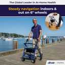 Drive Medical Aluminum Rollator Walker - Fold Up - Padded Seat - 6 Inch Wheels - Lightweight Portable Design - Indoor Outdoor Mobility Aid - Blue