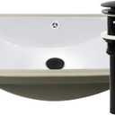 Rectangular White Undermount Sink with Matte Black Drain