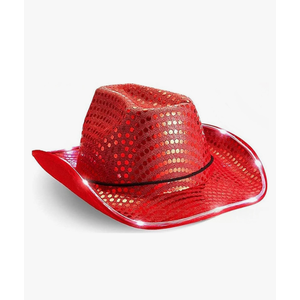 5 PCs Shiny Sequin Light Up Cowboy Hat Flashing Western Cowgirl Hat Vintage Dance Ball Disco Jazz Hats Party Costume for Men Women