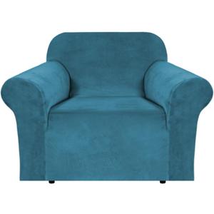 H.VERSAILTEX Stretch Velvet Armchair Cover Couch Covers 1 Cushion Chair Slipcover for Living Room Furniture Cover Crafted from Thick Comfy Rich Velour (Chair 31"-49", Peacock Blue)