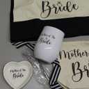 4 Pieces Mother of the Bride Bags Bridal Shower Gifts for Wedding Canvas Tote Bag for Mother of the Bride with Makeup Bag Tumbler Cup Mother Jewelry Tray Bridal Ring Holder for Wedding