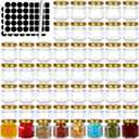 1.5 oz Mini Honey Jars - 48 Pack Hexagon Glass Jars with Gold Lids for Wedding Favors, Party Favors, Candle Making - Include 120 Labels and 1 Pen
