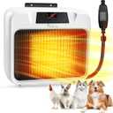 600W Dog House Heater for Chicken Coop and Rabbits - Portable With Digital Display, White Wall-Mounted Insulated Winter Pet Heater With Thermostat & Anti-Chew Cord