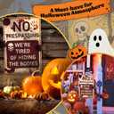 4 x Halloween Decorations Metal Signs, 7.8 x 11.8 Retro Chic Funny Halloween Decor Signs for Outdoor Yard or Indoor, No Trespassing We're Tired of Hiding The Bodies