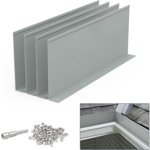 Gutter Valley Splash Guard,Aluminum Rain Diverter Roofing Gutter Splash Guards for Valley,Corner or Straight,10 Inch Each (4 Pcs Grey)