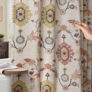 Boho Floral Shower Curtain, Vintage Cottage Core Shower Curtains for Bathroom, 72Wx72H Inch (Multi Color)