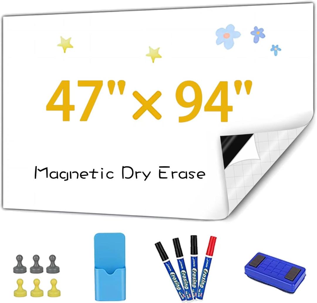Magnetic Dry Erase Board Contact Paper 47"x94" for Wall