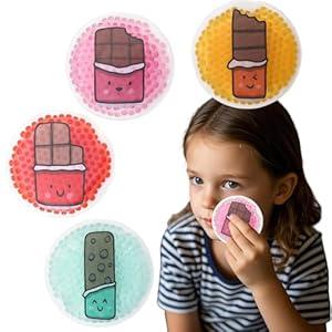 Kids Ice Packs, Boo Boo Ice Pack Cold Therapy and Pain Relief for Minor Cuts, Small Ice Pack Pain Relief for Bruise, Injuries (Round ice Pack(4 Count))