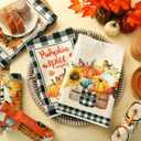 Ganeen 6 Pcs Hello Fall Thanksgiving Hand Towels Set Black and White Checkered Kitchen Dish Towels Vintage Pumpkin Truck Biker Farmhouse Buffalo Plaid Tea Decorations for Home Kitchen Cooking (Adorable)