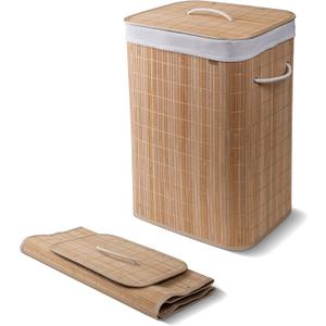 CleverMade Natural Bamboo Hamper LUXE, Single Hamper - 19 Gal (72L) Bamboo Laundry Hamper with Lid and Removable Machine Washable Laundry Bag - Holds 2 Loads and 30 Lbs.