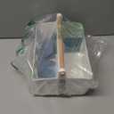 Large Portable Basket with Handle, Plastic Craft Storage Organizer Caddy Tote with Adjustable Divided for Makeup Art Supplies, Sewing, Colored Pencils-Blue