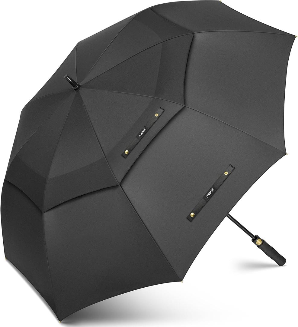 ZOMAKE Automatic Open Extra Large Golf Umbrella 62 Inch, Double Canopy Vented Windproof Oversize Stick Umbrellas for Rain