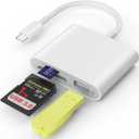 SD Card Reader, USB 3.0 Type C High Speed to SD/TF Card Adapter for iPhone 15/16 Pro Max Memory Card Reader with SD MicroSD USB 3 Port for Mac/iPad/MacBook Pro/Air Android Phone Tablet (White(3 in 1))