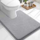 OLANLY Toilet Rugs U-Shaped 24x20, Extra Soft Absorbent Thick Memory Foam Contour Bathroom Rugs, Dry Quickly, Machine Washable, Non-Slip Toilet Bath Mat, Home Decor Accessories, Grey