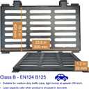Cast Iron Drain Grate and Frame, Driveway Channel Cover 24x16 in