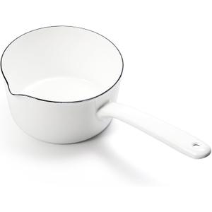 Peohud 37 Oz Enamel Milk Pan, Mini Butter Warmer Pan, Nonstick Saucepan with Pour Spout, Milk Melting Boiling Pot for Stove Top