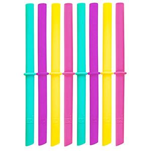 Elk and Friends Adult & Kid's Reusable Silicone Straws with Stopper for 12oz &14oz Mason Jars or Tumblers, Pack of 8 Colorful Straws 7.9"