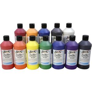 Sax True Flow Heavy Body Acrylic Paint Set, Pints, Assorted Colors, Set of 12 - 439304