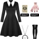 Oumbivil Adult Halloween Costumes Women Black Dress for Family Costume Party (Black) S