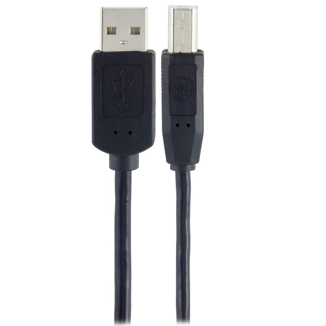 GE USB 2.0 Printer Cable, A Male To B Male Cord, for Printers, Scanners, Compatible with Windows, Mac, Brother, Hp, Canon, Lexmark, Epson, Xerox, 6 Foot Cord, Black, 33760