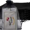 Jexila 100PCS Black Organza Gift Bags 4X6 Inch Small Mesh Bags Drawstring Jewelry Pouch for Wedding Party Favor Goodie Candy Bags