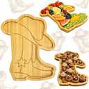 1Pcs Cowboy Birthday Party Decorations Wooden Boot Charcuterie Board Western Baby Shower Supplies Cowgirl First Rodeo Food Platter Fillable Tray Plates for A Little Cowboy is on the Way Party Favors
