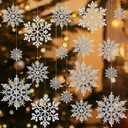 Christmas Ornaments Snowflake Decorations Christmas Tree Indoor Outdoor Decoration 36 Pcs Plastic Glitter Silver Snowflake Ornaments Set Hanging Winter Wonderland Holiday Party Decorations