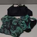 NECIOUS Girls Swimsuit, 3 Piece Bikini Bathing Suit Tropical Floral Swimwear with Cover Up Pants  (13-14 Years, Black Green)