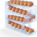 Sotfamily Egg Holder for Fridge, Auto Rolling Egg Dispenser for Refrigerator, Kitchen - Space-saving Egg Roller/Organizer/Storage/Container/Tray - 1 Pack for 28 Large Size Eggs(Frosted Clear)