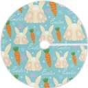 Dussdil Easter Bunny Hip Carrot Christmas Tree Skirt Xmas Tree Skirts Seasonal Round Tree Stand Mat Skirt for Wedding Holiday Party Indoor Home Office Garden Decor 48 in (Multi 11)
