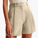 NIMIN Shorts for Women High Waisted Dressy Tailored Work Trousers Business Casual Work Office 2025 Linen Short Khaki, Size L