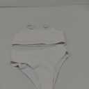 Lilosy High Waisted Tummy Control Ribbed Bikini Crop Top Brazilian Swimsuit Set 2 Piece, Large, White