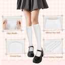 Kids School Socks Girls Knee High Socks Black White 3 Pairs (S)