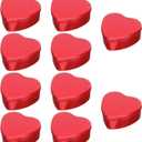 Hemoton 10pcs Red Heart Shaped Metal Tins Box with Lids Candy Boxes Empty Candle Jars Cans Biscuits Jar Empty Tin Box for Heart Tins, Candies Treasures