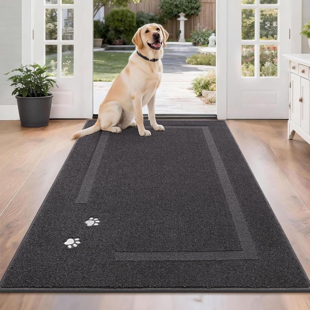 BEQHAUSE Dog Door Mat for Mud Paws Dirt Trapper Doormat Non-Slip Entryway Rugs Absorbent Welcome Mat Washable Indoor Floor Mat Low-Profile for Front Door, 36" x 60", Dark Grey