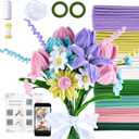 LENYNAL 500 Pcs Pastel Pipe Cleaners Craft Bulk, Macaron Pipe Cleaner Flower Kit, Glue-Free & Safe for Kids, Step-by-Step Tutorial, 6 Colors Chenille Stems for Flower Making