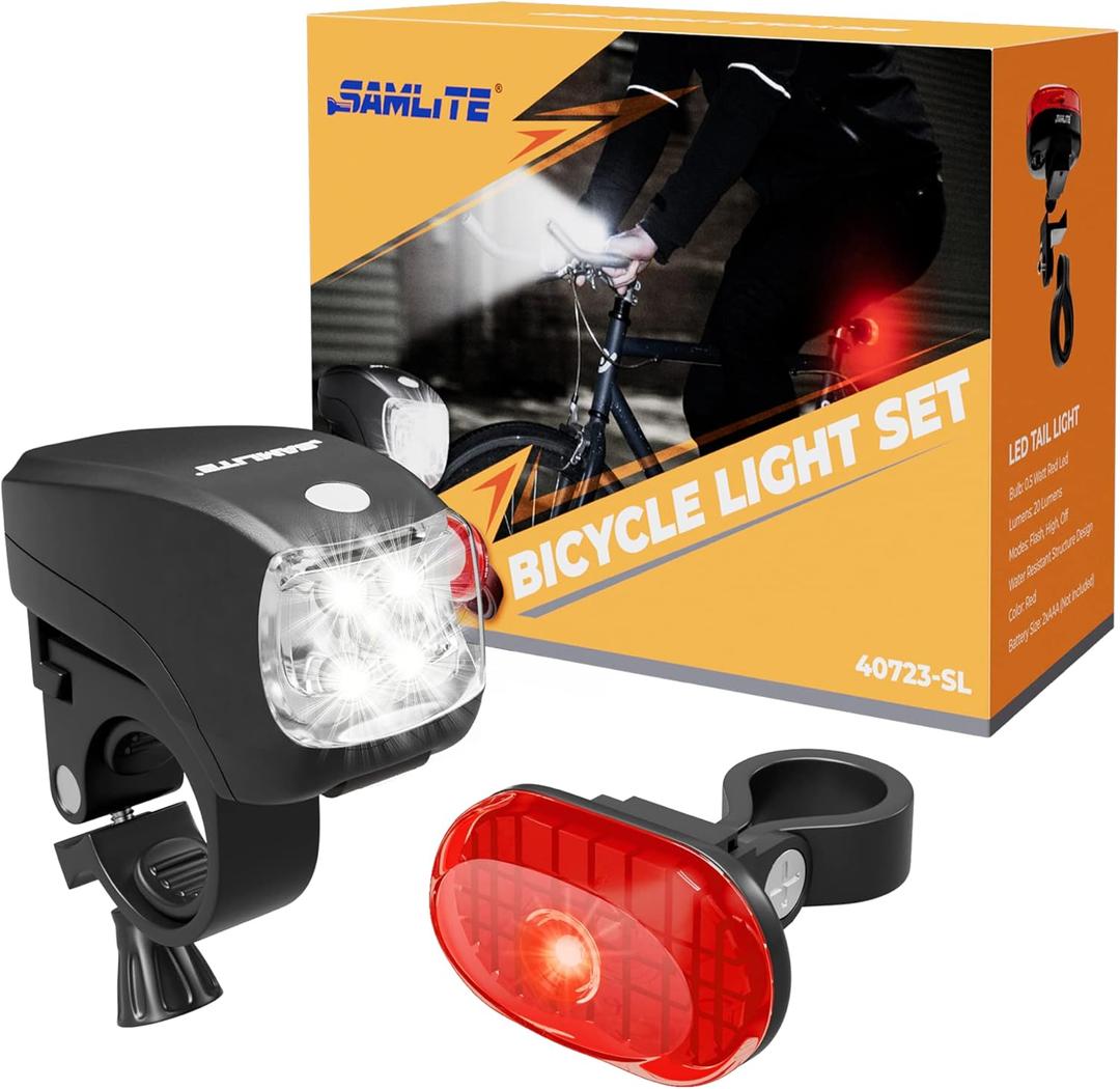 Best Brightest LED Bike Light Set for Kids & Adults, Super Bright Bicycle Headlight, Free Tail Light Included, Water Resistant Bike Light, Easy to Install, Multiple Modes for Cycling Safety