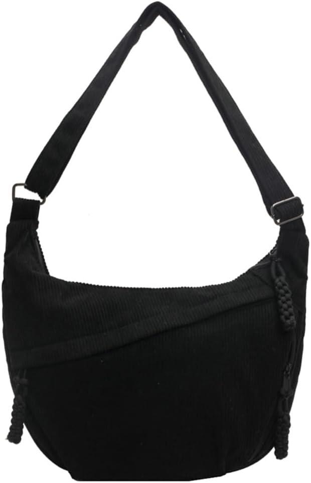 Hobo Bag for Women Men Crescent Shoulder Bag Retro Nylon Canvas Crossbody Bag Slouchy Corduroy Dumpling Bag Purse | Retro, Nylon Canvas, Slouchy, Corduroy