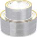 200PCS Clear Plastic Plates, Disposable Party Plates with Gold Rim