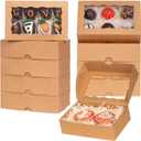 100pcs 7x4.3x2 Inches White Cookies Boxes with Window, Perfect for Cookies, Strawberries, Macarons, Truffles, Charcuterie, and More (Brown)