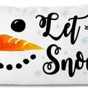 QIYUHOY Christmas Snowman Snowflake Winter Throw Pillow Covers, Let It Snow Pillow Case, Holiday Christmas Xmas Gift,12x20 Inch Pillowcase, Home Bedroom Living Room Girls Room Decor